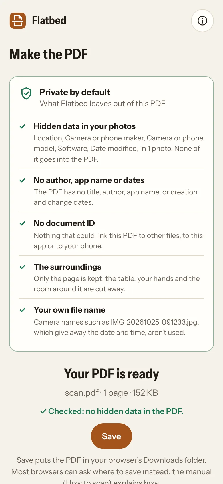 A searchable PDF, checked: no hidden data inside
