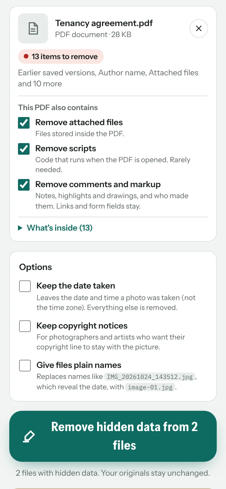 PDFs: earlier versions, authors and more, with a choice for attachments, scripts and comments